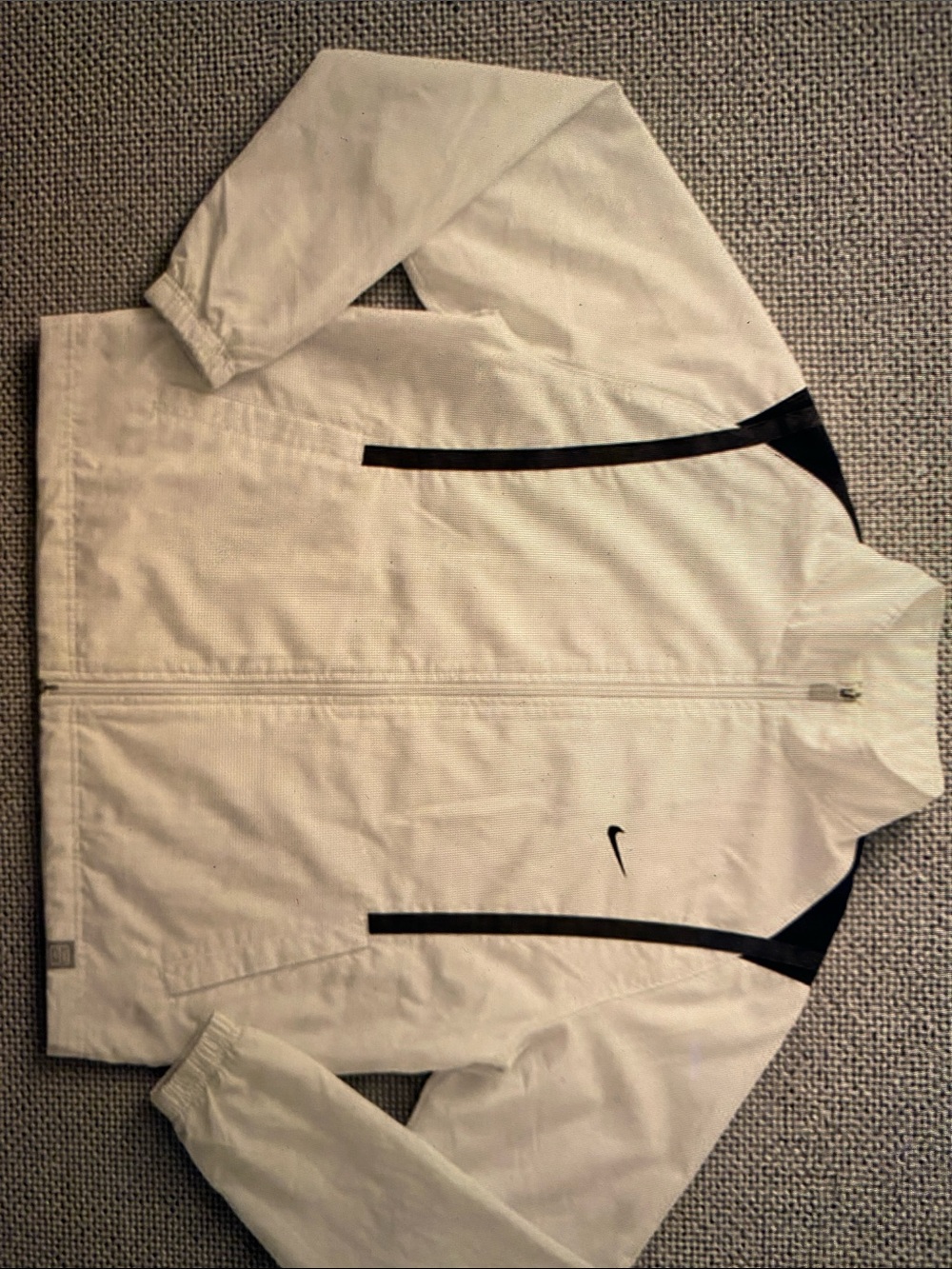 Nike White Full-Zip Performance Jacket with Black Accents
